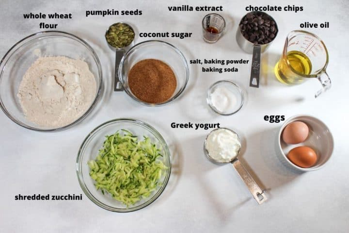 Overhead shot of all ingredients needed to make this loaf. 