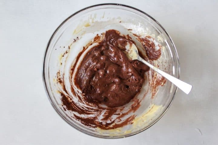 Process shot: double chocolate muffin batter.