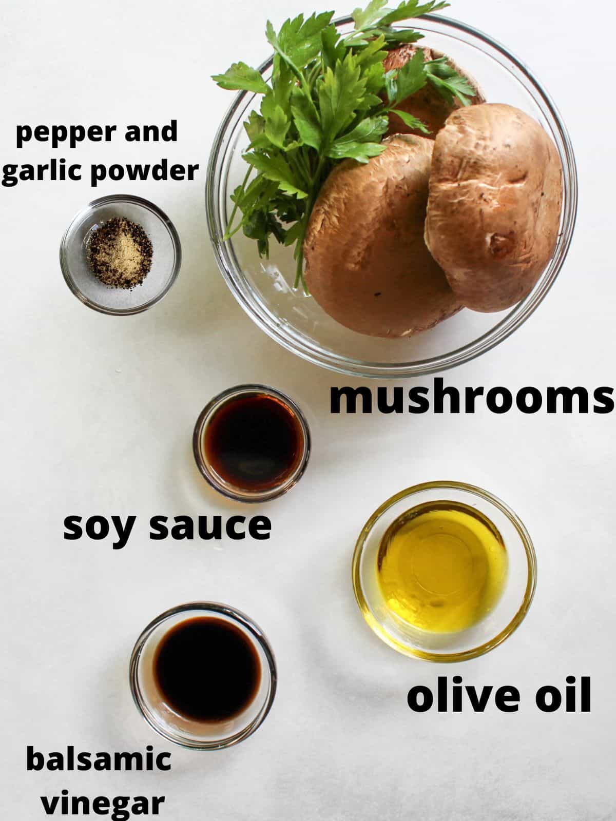 Ingredients to make air fryer portobello mushrooms.