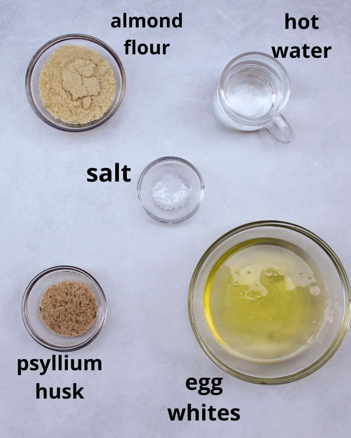 Labeled Ingredients to make the recipe.