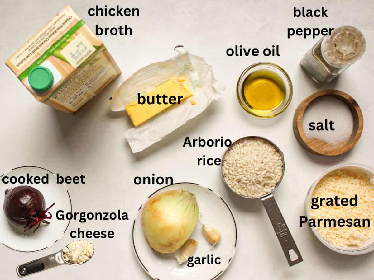 Labeled recipe ingredients in a white background.