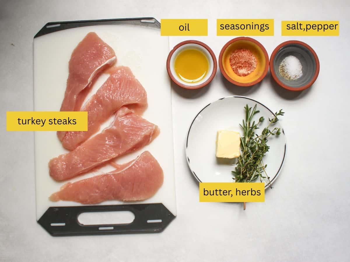 Recipe ingredients arranged in a white background.