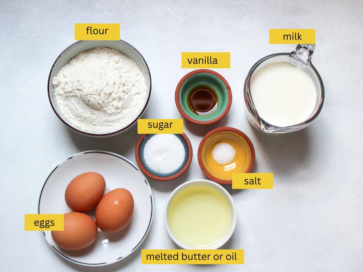 Measured recipe ingredients arranged on a white background. 