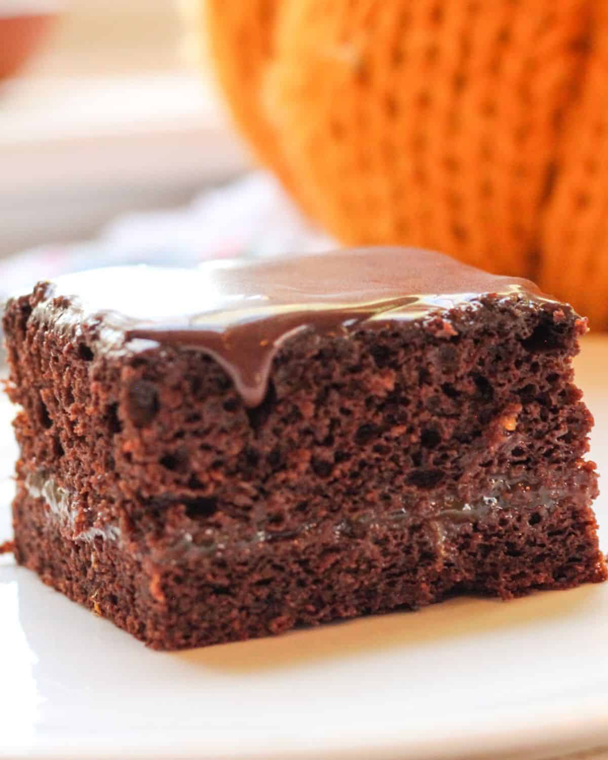 Moist chocolate snack cake with jam center and rich chocolate glaze chocolate glaze.