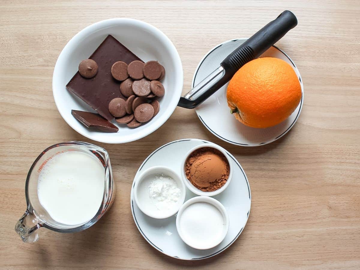 European hot chocolate recipe ingredients.